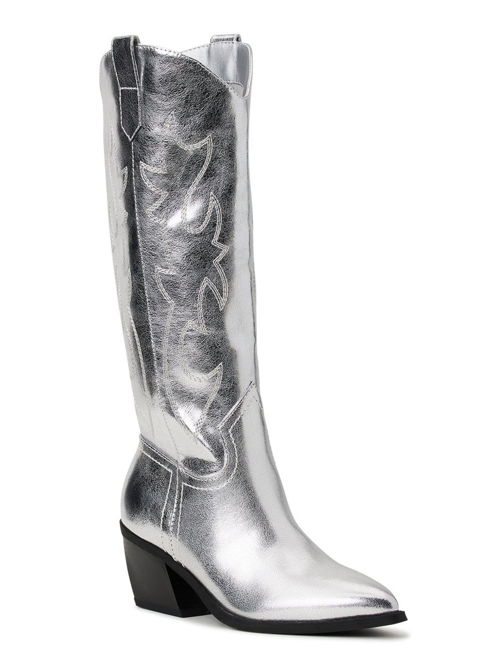 Women's Silver Metallic Western Knee-High Boot